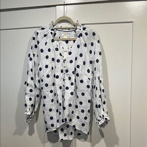 Maeve Navy Polka Dot Blouse NWT Size XS